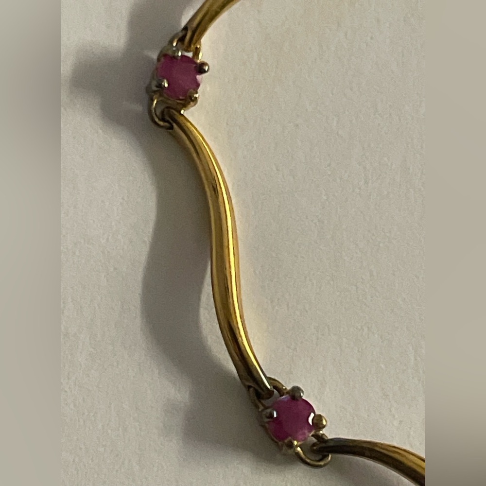 Ross Simons Ruby Bracelet Gold Over Sterling Silv… - image 2